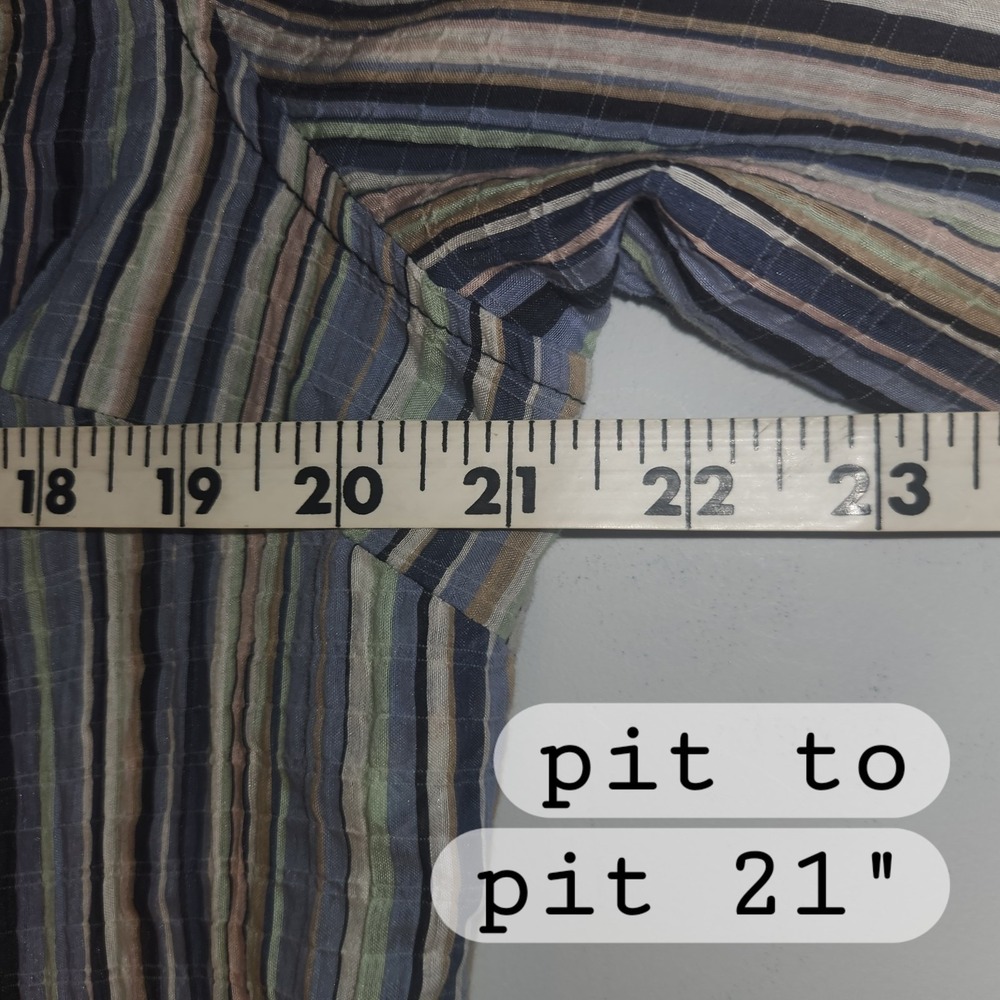 Liz Claiborne Petite PXL Striped Button Front Long Sleeve Top - Picture 6 of 8